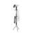 Black metal coat rack with 9 hooks, Timeless Tools Mobil fogas, with clothes and hat hanging on it