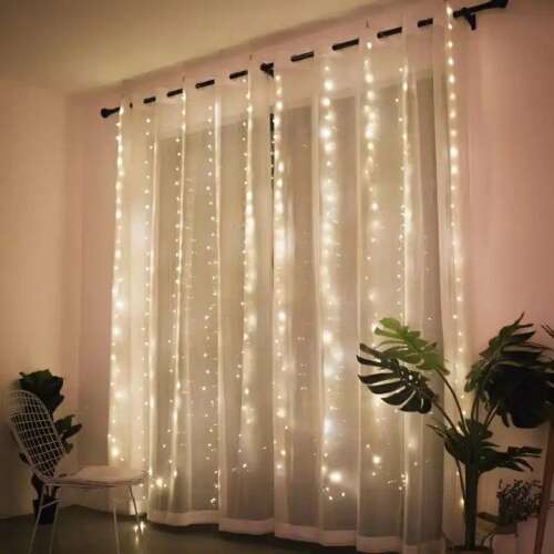 LED curtain lights, 3x3 meter, warm white, for home decor, party, wedding, bedroom, living room, fairy lights, string lights, curtain lights, fairy lights, string lights, curtain lights
