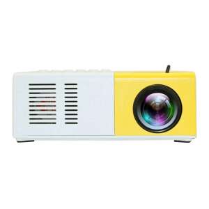 Timeless Tools Mini LED projector, front view, white and yellow - Projector