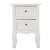 White bedside table with two drawers, Timeless Tools brand, front view
