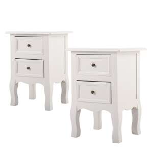 Set of 2 white bedside tables with two drawers each, Timeless Tools brand - Nightstand