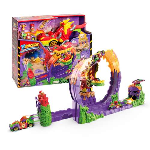 T-Racers Magic Box Traseu Dragon Challenge cu mașina exclusivă Tiki Twist