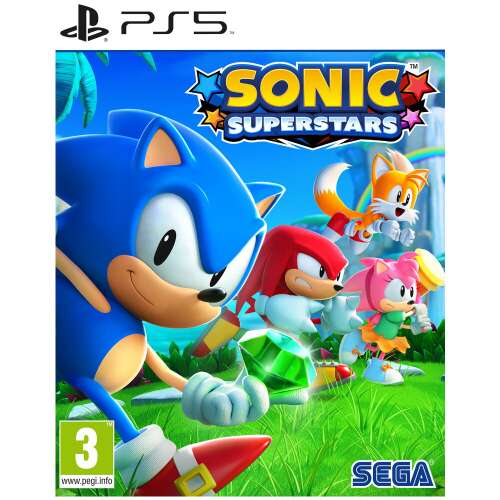 Sonic Superstars PS5 game cover featuring Sonic, Tails, Knuckles, and Amy Rose