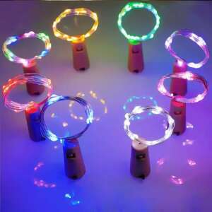 Multicolored LED bottle lights, cork shaped, 30 LEDs, battery operated, for decoration, mood lighting, parties, events - Christmas