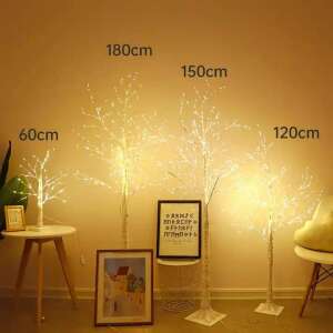 Lampă de podea în formă de mesteacăn alb cu lumini LED albe calde, dimensiuni 60cm, 120cm, 150cm, 180cm - Nonbrand Decorațiuni de Crăciun