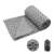 Timeless Tools Non-Slip Yoga Towel with Gift Bag, Grey, unrolled with close-up of the non-slip dots and the gift bag