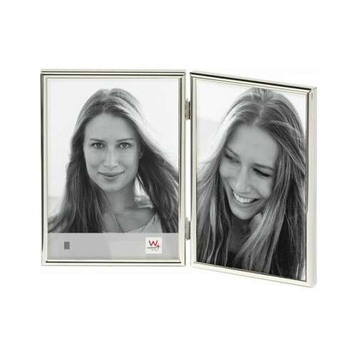 Walther WD219S Chloe dupla portré képkeret, ezüst, két 9,9x13,7 cm-es fotóhoz