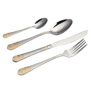 Timeless Tools 84 piece cutlery set, silver and gold, 12 place settings - Cutlery Set