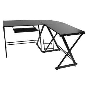 Timeless Tools L-shaped desk in black, angled view - Furniture