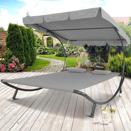 Timeless Tools double sun lounger with canopy, gray