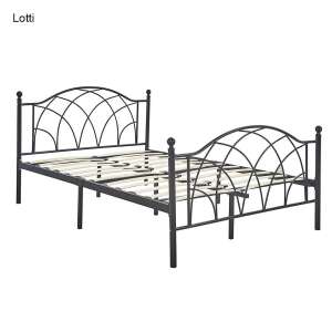 Kovový rám postele Lotti s darčekovým roštom, viacero veľkostí a farieb – Čierna 180x200 cm