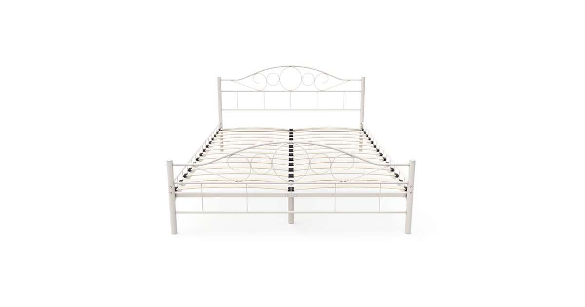 Timeless Tools Mimi Metal Bed Frame with Gift Slatted Base in Multiple Sizes and Colors - White 140x200cm 102828464