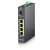 ZyXEL RGS100-5P Gigabit PoE+ Switch zord környezethez, döntött nézet