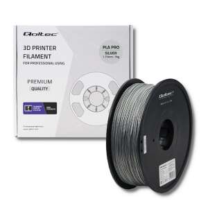 Filament Qoltec pentru imprimantă 3D PLA PRO argintiu 1,75 mm 1 kg, calitate premium, rezistență ridicată, biodegradabil - Consumabile pentru imprimantă