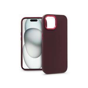 Haffner Frame iPhone 15 case, purple, with red accents, front and back view - Haffner