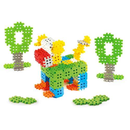 Marioinex Mini Waffle 140-teiliges Bausteine-Set, Kinder bauen einen Hund mit den bunten Plastikbausteinen