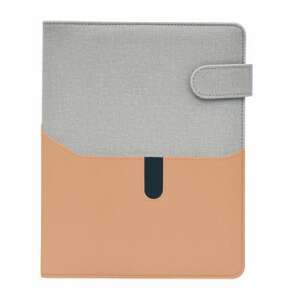Saturnus grey-salmon faux leather ring binder calendar - Office accessory