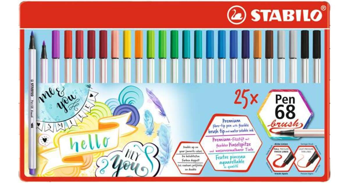 STABILO Premium Fibre-Tip Pen Pen 68 brush - ColorParade - 19 assorted  Colors + 1 additional Black