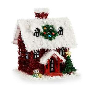 Dekoratív Figura Karácsony Tinsel Ház 19 x 24,5 x 19 cm Piros Fehér Zöld Műanyag polipropilén 83449586 