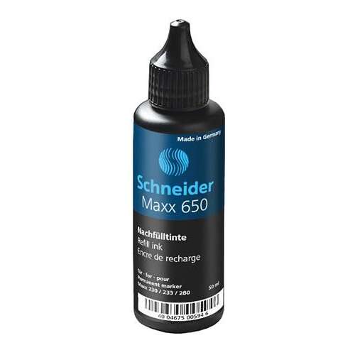 Flacon de reumplere pentru markere cu alcool "Maxx 230 și 280", 50 ml, SCHNEIDER "Maxx 650", negru