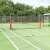 vidaXL tenisz háló, fekete és piros, 400 x 100 x 87 cm, felállítva egy teniszpályán