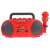 Red karaoke machine with microphone and speaker, Singing Machine brand