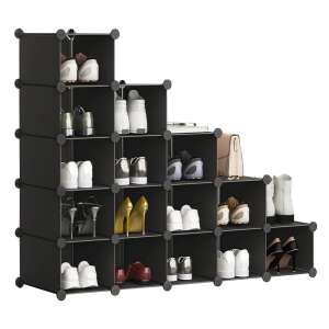 Sistem de cuburi de depozitare modulare Timeless Tools, 15 piese, negru, asamblat, cu pantofi și accesorii - Dulapuri