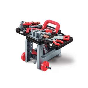 Bancă de lucru cu 44 de instrumente, roșu și negru, pe roți, pentru copii - Nonbrand Bricolaj