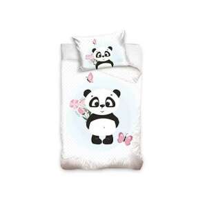 Panda gyerek ágyneműhuzat garnitúra, 90x120cm, 40x60cm, fehér, cuki panda mintával - Carbotex