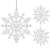 Set of 3 white glitter snowflake Christmas ornaments, 12 cm, Springos