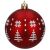 Springos rote Weihnachtskugel mit weißem Weihnachtsbaum- und Schneeflockenmuster