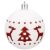 Springos white Christmas ornament with red reindeer and Christmas tree design