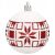 Springos white Christmas ornament with red snowflake and geometric pattern