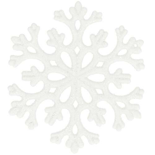 Fehér csillámos hópehely karácsonyi dísz, 6 cm, Springos