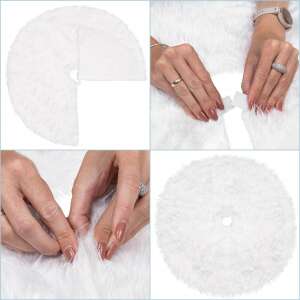 Springos Christbaumrock 75cm Weiß, 4-teiliges Collage, das den Rock aus verschiedenen Blickwinkeln zeigt - Weihnachten