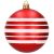 Springos rote Weihnachtskugel mit weißen Glitzerstreifen