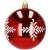 Rote Weihnachtskugel mit weißem Schneeflocken-Design, Springos