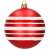 Red Christmas bauble with white stripes, Springos