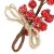 Close-up of Springos Christmas decoration: Red frosted berry pick with jute twine