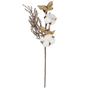 Dekoracja świąteczna gałązka Springos z bawełną - Decor stitcher & pick