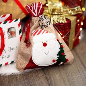 Springos Nikolaus Geschenktüte mit rotem Band und Weihnachtsbaum - Kunst & Hobby