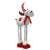 Springos Christmas reindeer decoration, grey and red, standing, with hat and scarf