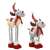 Springos Christmas reindeer decoration, 2 sizes, grey and red, standing, with hat and scarf, with warm white LED lights