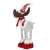 Springos Christmas reindeer decoration, side view, grey and red, standing, with hat and scarf