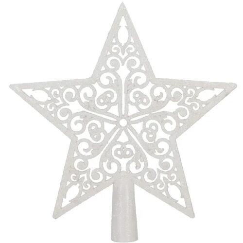 Springos white glitter star Christmas tree topper decoration