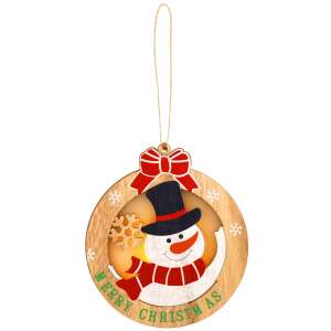 Springos fa hóember karácsonyi dísz fényekkel, 9,5 cm átmérő, 11 cm magas - Springos