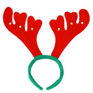 Red reindeer antlers headband with gold bells, Christmas headband, Springos reindeer headband - Hair Clip, Headband