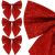 Springos Red Glitter Christmas Bows, set of 3, close-up view