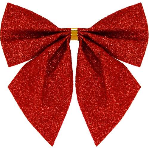 Red glitter Christmas bow with gold wire, Springos