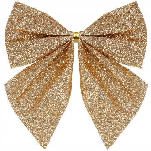 Springos Gold Glitter Christmas Bow Ornament